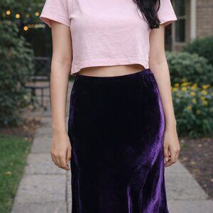 Laura Ashley Vintage Velvet Purple Skirt, silk blend, US 6